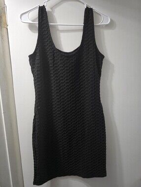 Timing Black Textured Tank Mini Dress
